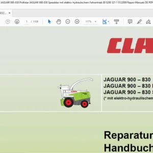 CLAAS JAGUAR 900- 830 900-830 Profistar 900-830 Speedstar Reparaturhandbuch - PDF DOWNLOAD (GERMAN)